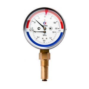 Термоманометр TMTБ-41P с нижним подключением, 1/2", 6 бар, 0-120 °C, ТМТБ-41P.0406120