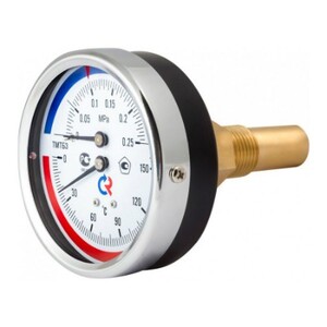 Термоманометр ТМТБ-31T с задним подключением, 1/2", 10 бар, 0-120 °C, ТМТБ-31T.0410120